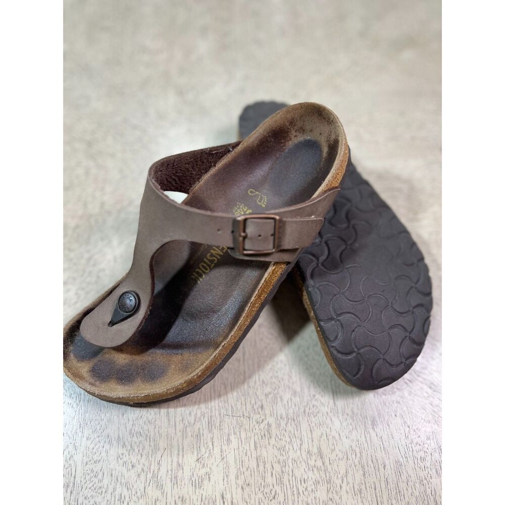 Birkenstock Gizeh Womens 38 Brown Thong Sandals Adjustable Buckle